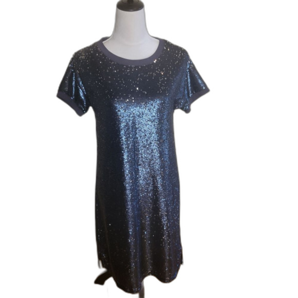 Anthropologie Moulinette Soeurs Sequin  Blue Dress Size XS Oversized - Picture 1 of 8